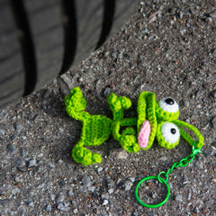 Squashed Frog Crochet Keyring-Siesta Crafts