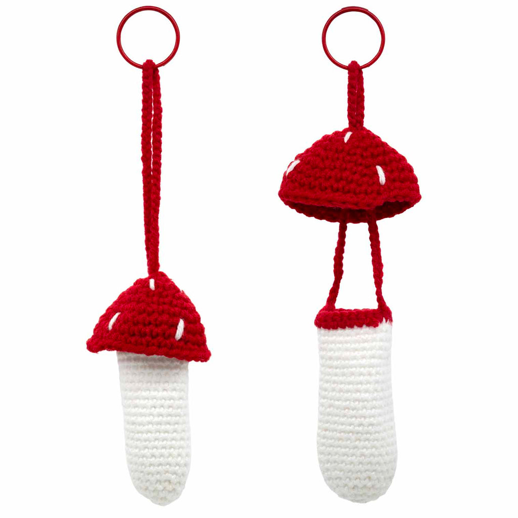 Mushroom Lipbalm Holder Crochet Keyring-Siesta Crafts