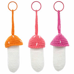 Mushroom Lipbalm Holder Crochet Keyring-Siesta Crafts