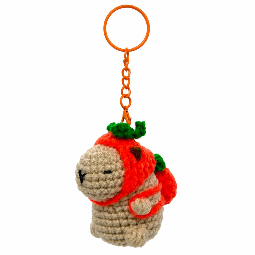 Capybara Crochet Keyring - Orange-Siesta Crafts