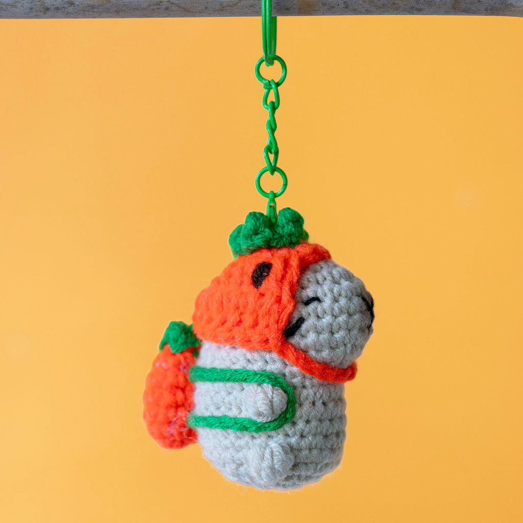 Capybara Crochet Keyring - Orange-Siesta Crafts