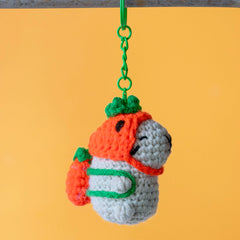 Capybara Crochet Keyring - Orange-Siesta Crafts