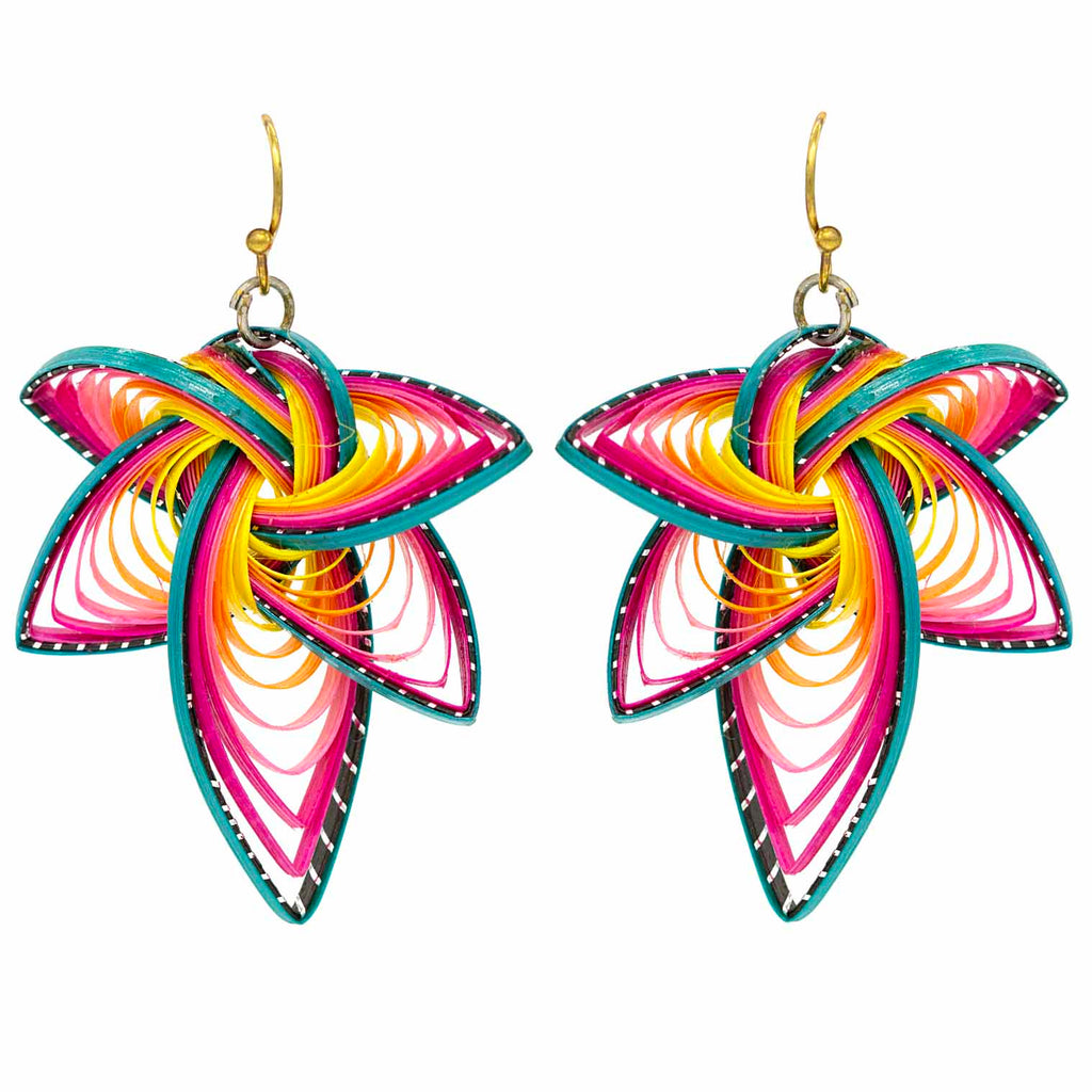 Twisted Bamboo Rainbow Earrings - Firework-Siesta Crafts