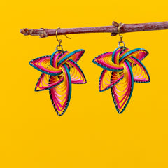Twisted Bamboo Rainbow Earrings - Firework-Siesta Crafts
