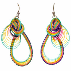 Twisted Bamboo Rainbow Earrings - Teardrop-Siesta Crafts