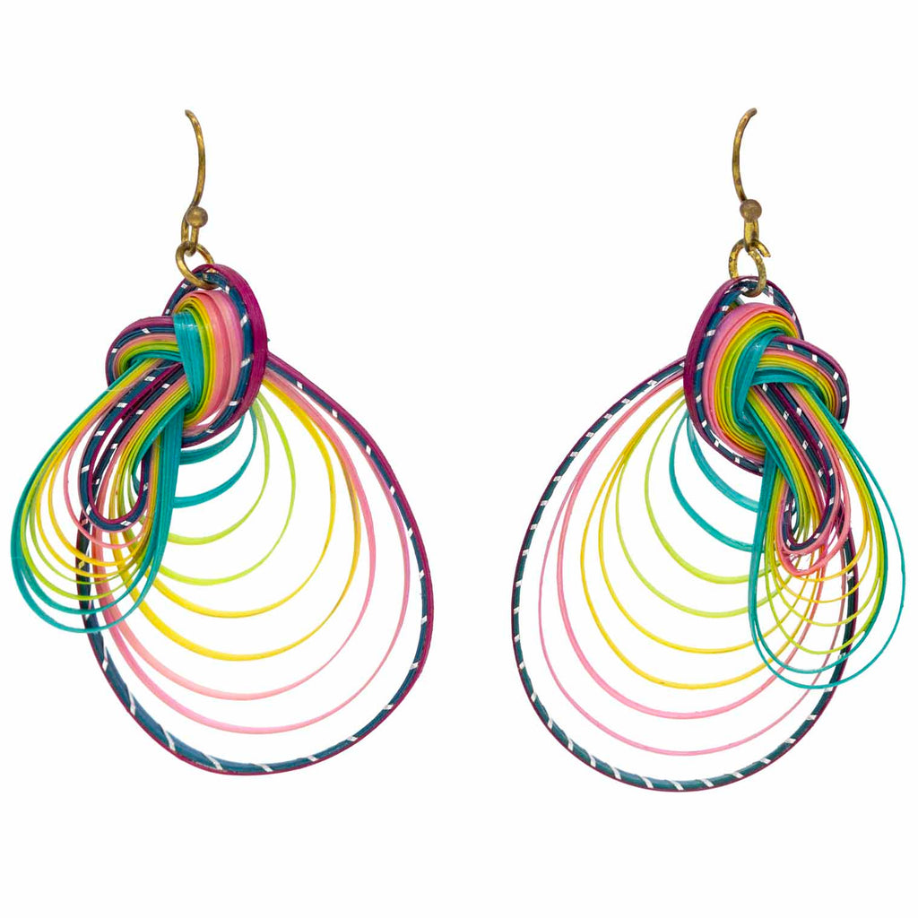 Twisted Bamboo Rainbow Earrings - Loop de Loop-Siesta Crafts