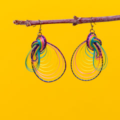 Twisted Bamboo Rainbow Earrings - Loop de Loop-Siesta Crafts
