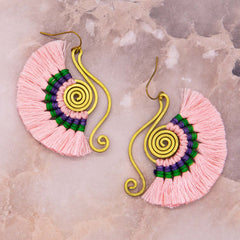 Macrame Tassel Earrings - Pink-Siesta Crafts