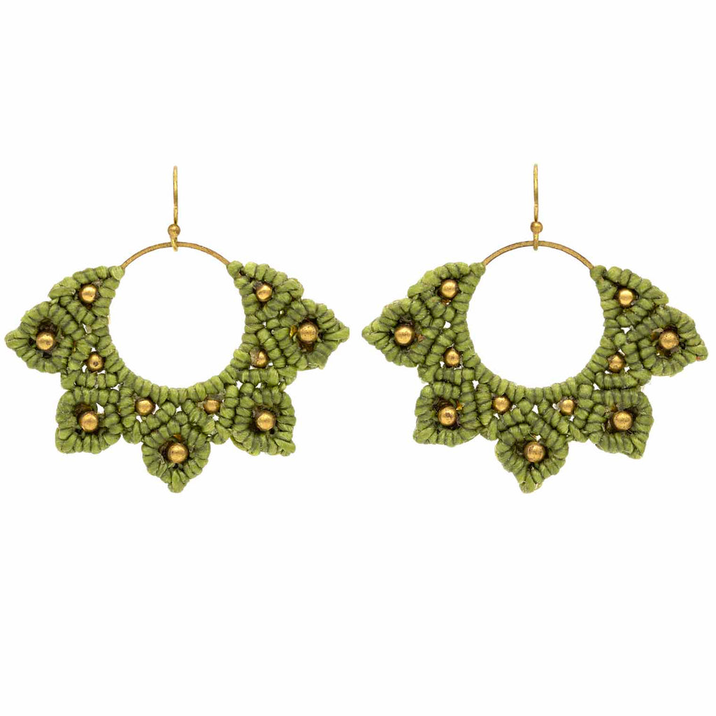 Knotted Cotton Drop Hoop Mandala Earrings-Siesta Crafts
