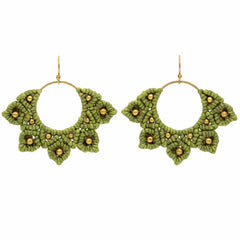 Knotted Cotton Drop Hoop Mandala Earrings-Siesta Crafts