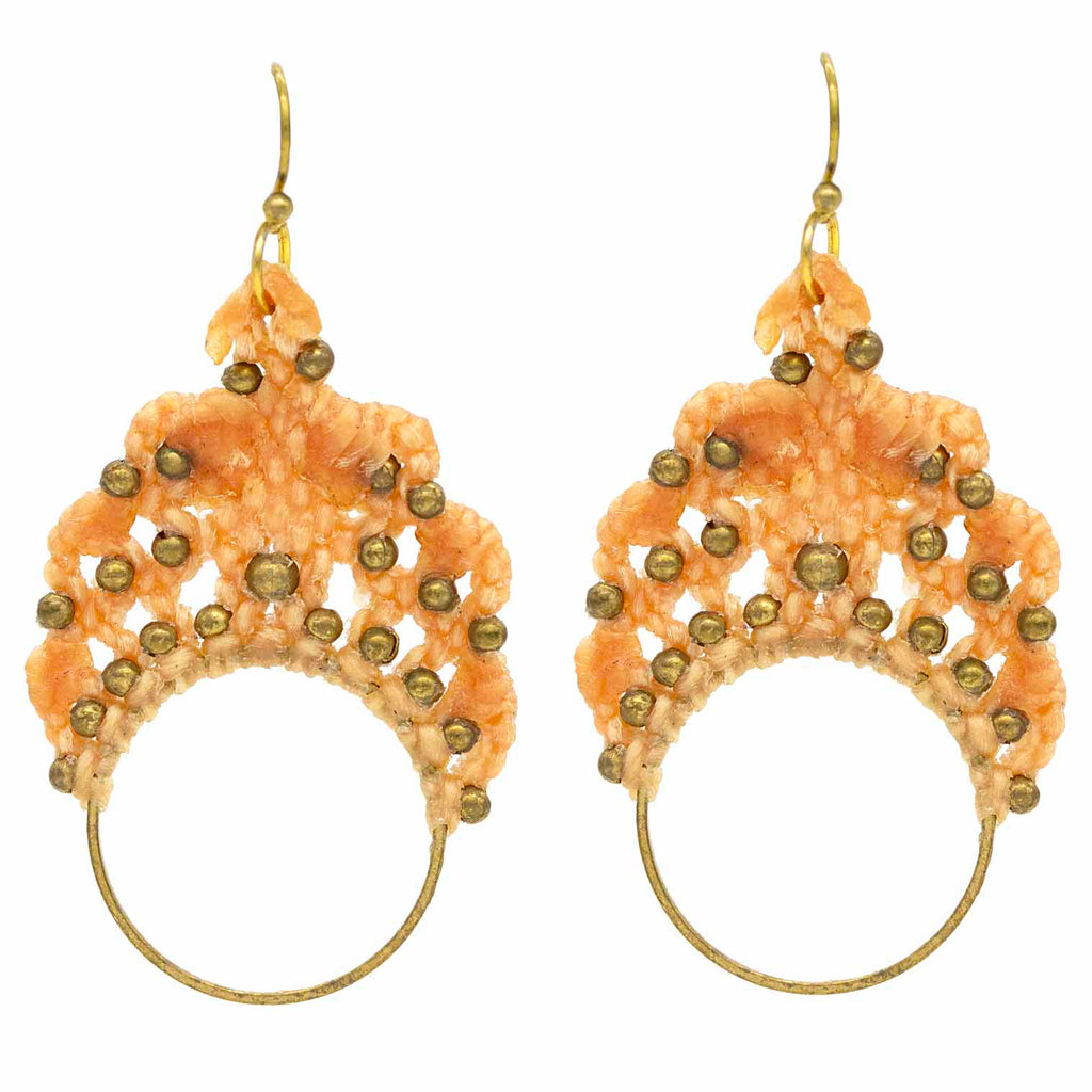 Knotted Cotton Reverse Drop Hoop Earrings-Siesta Crafts