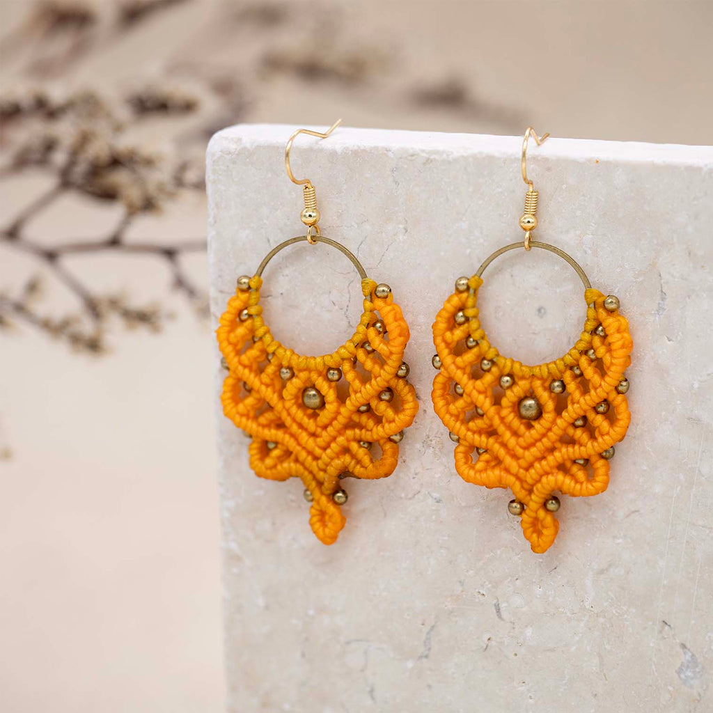 Knotted Cotton Reverse Drop Hoop Earrings