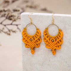 Knotted Cotton Reverse Drop Hoop Earrings