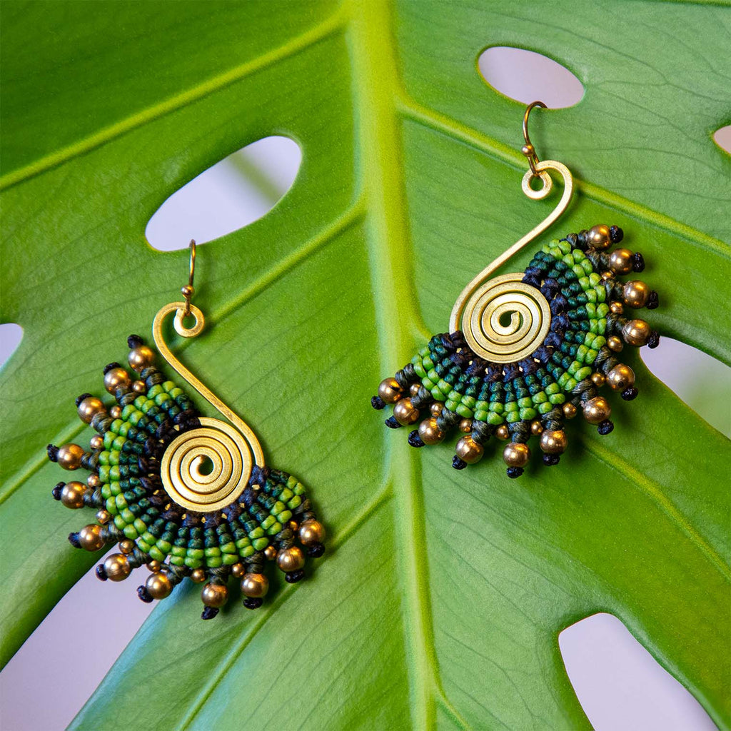 Knotted Cotton Fan Earrings-Siesta Crafts