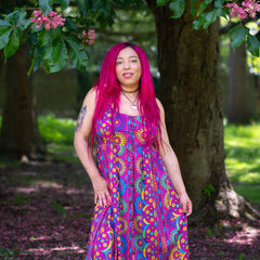 Kaleidoscope Button Up Midi Dress-Siesta Crafts