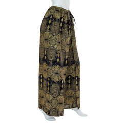 Faux Wrap Wide Leg Trousers - Black Marquise Mandala