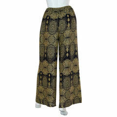 Faux Wrap Wide Leg Trousers - Black Marquise Mandala