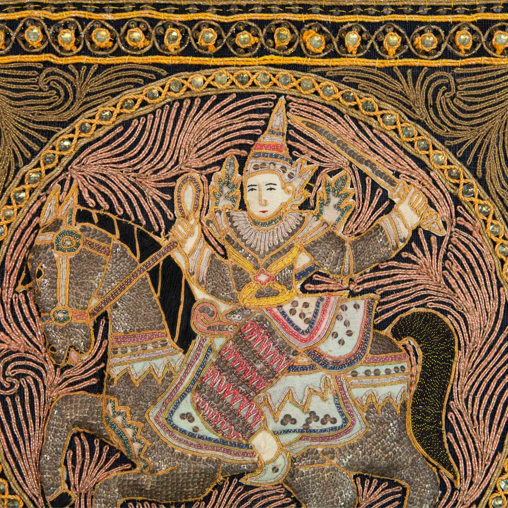 Framed Vintage Kalaga Tapestry No.1 - Warrior on Horse-Siesta Crafts