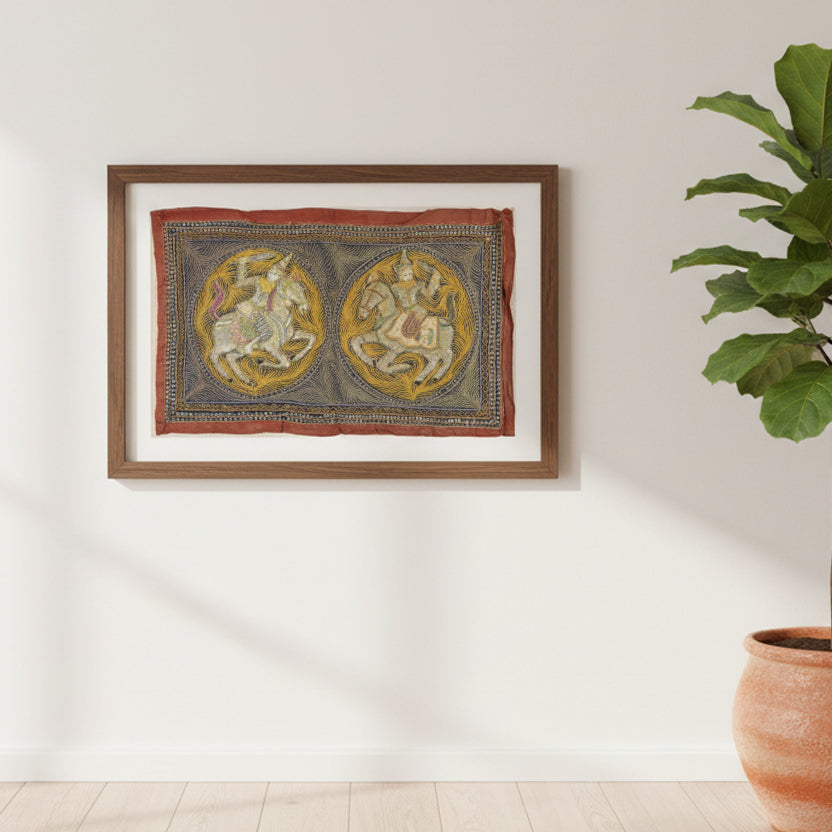 Vintage Kalaga Tapestry No.3 - Warriors with Swords-Siesta Crafts