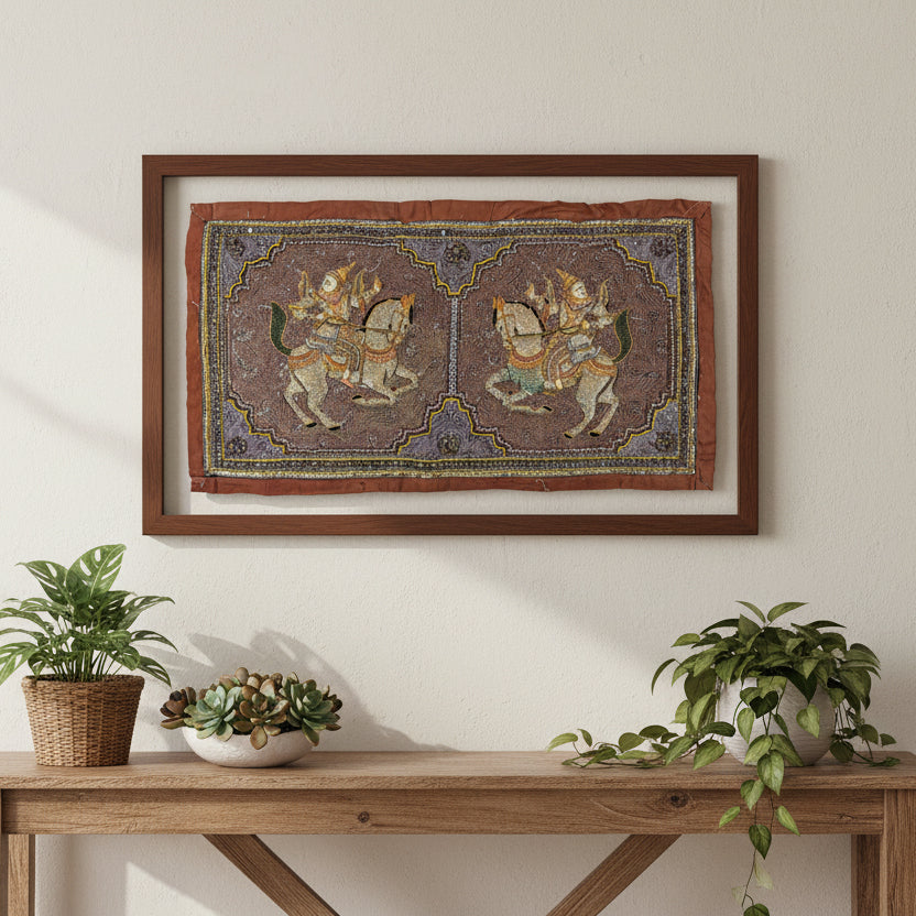 Vintage Kalaga Tapestry No.5 - Warriors on Horseback-Siesta Crafts