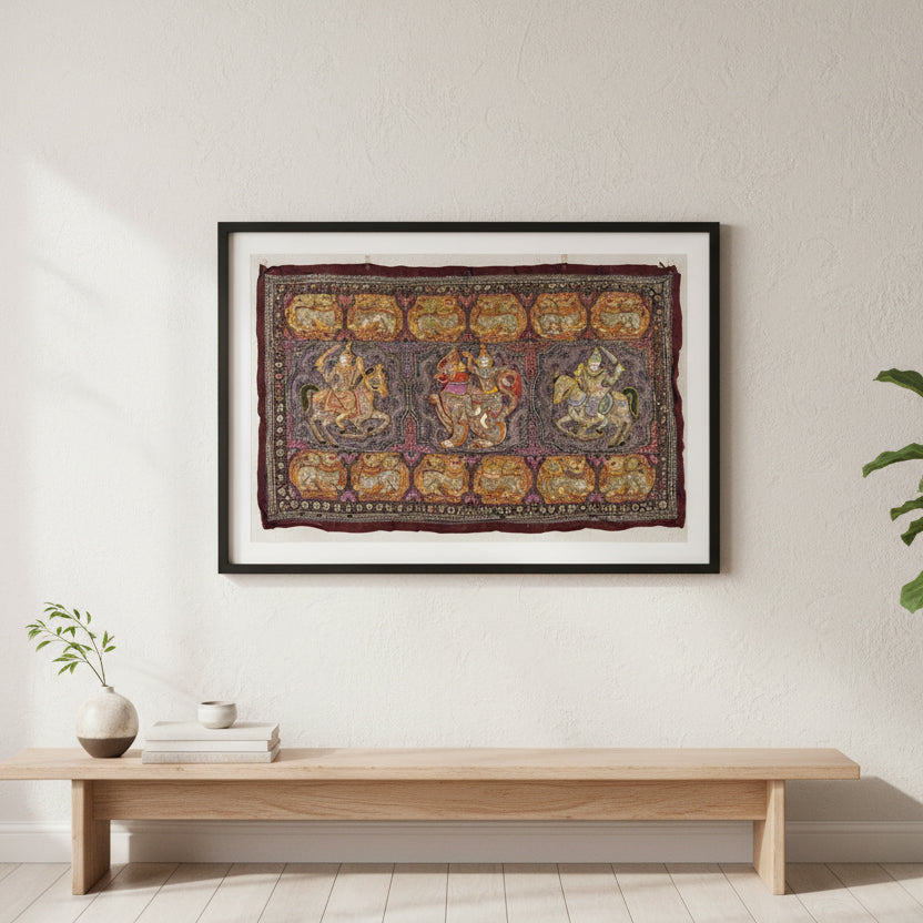 Vintage Kalaga Tapestry No.8 - Horsemen & Lions-Siesta Crafts