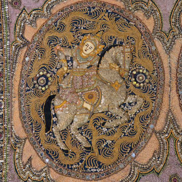 Vintage Kalaga Tapestry No.9 - Garuda, Horse & Lion-Siesta Crafts