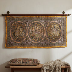Vintage Kalaga Tapestry No.9 - Garuda, Horse & Lion-Siesta Crafts