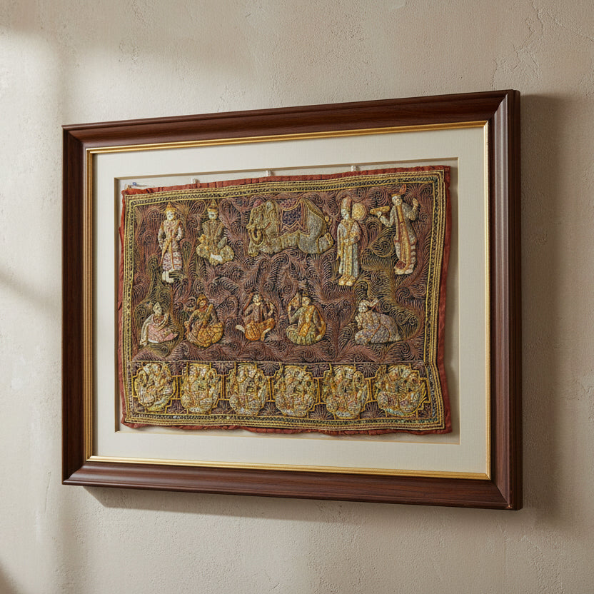 Vintage Kalaga Tapestry No.10 - Ceremonial Palace Scene-Siesta Crafts