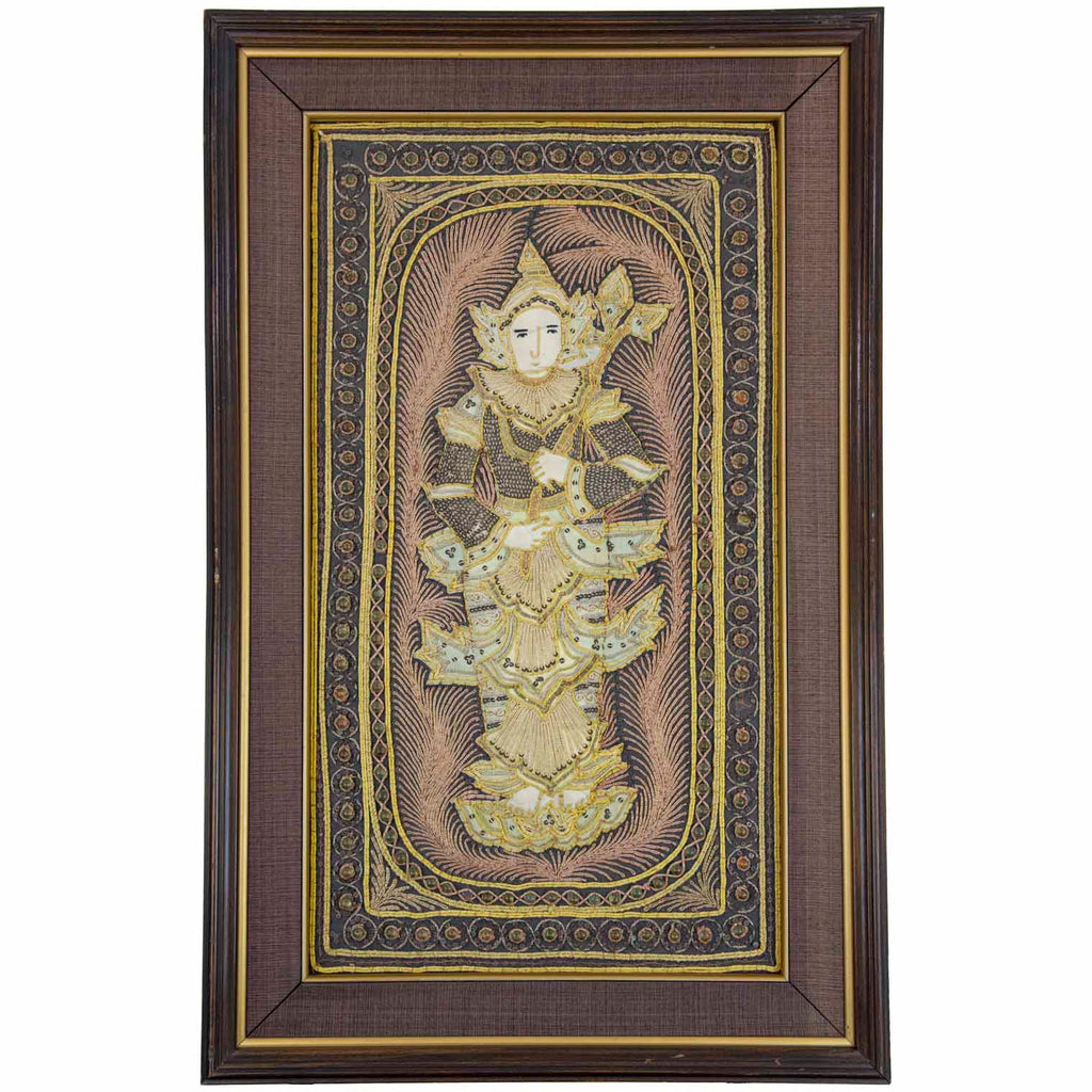 Framed Vintage Kalaga Tapestry No.17 - Thagyamin Nat-Siesta Crafts