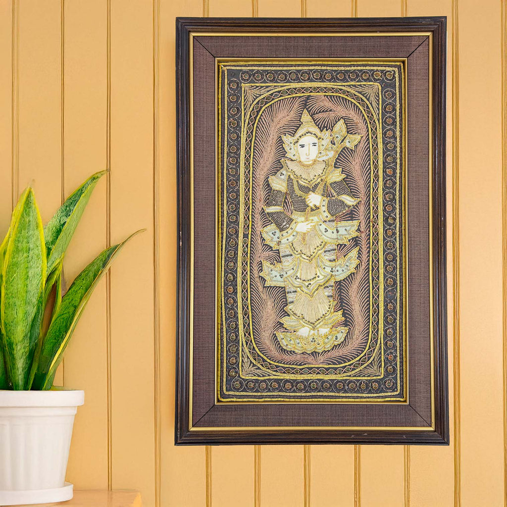 Framed Vintage Kalaga Tapestry No.17 - Thagyamin Nat-Siesta Crafts