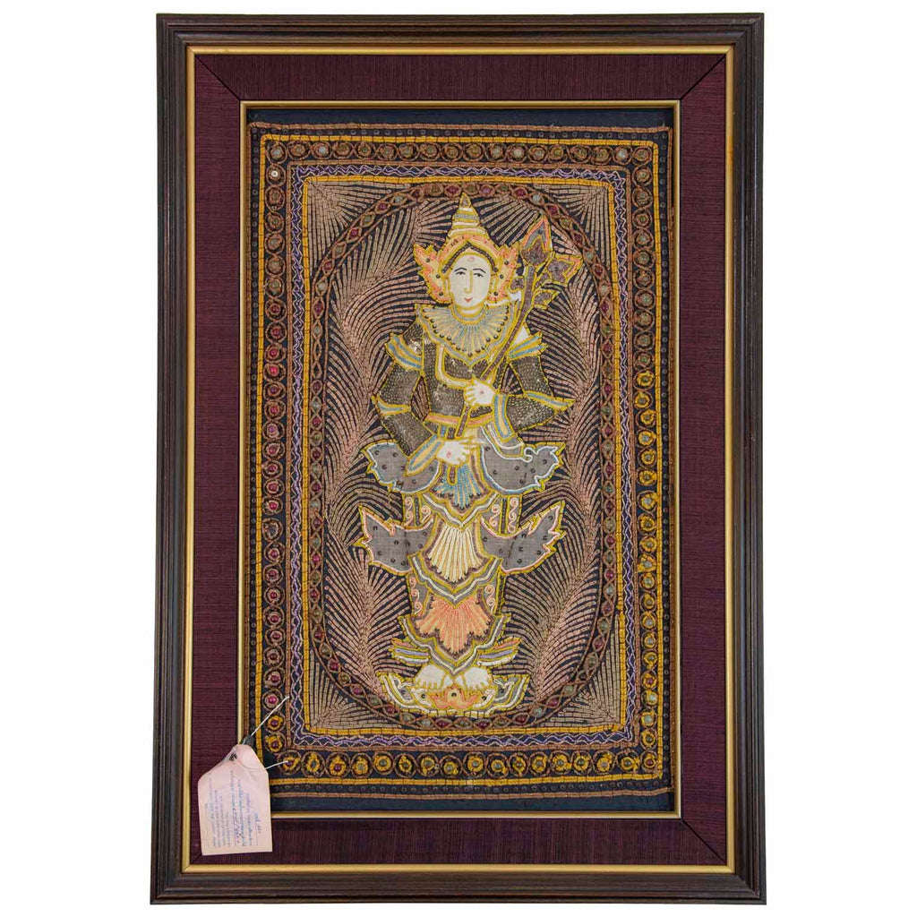 Framed Vintage Kalaga Tapestry No.18 - Thagyamin Nat-Siesta Crafts
