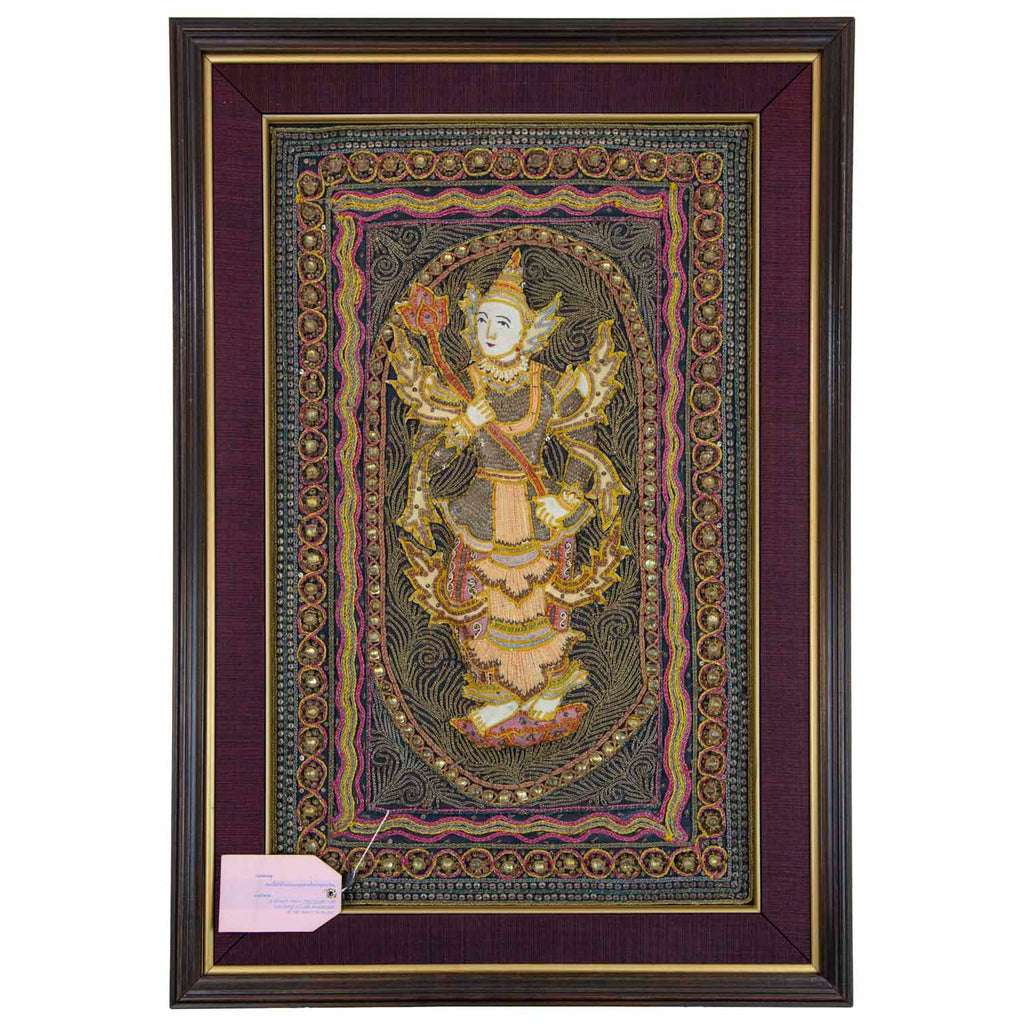 Framed Vintage Kalaga Tapestry No.19 - Thagyamin Nat-Siesta Crafts