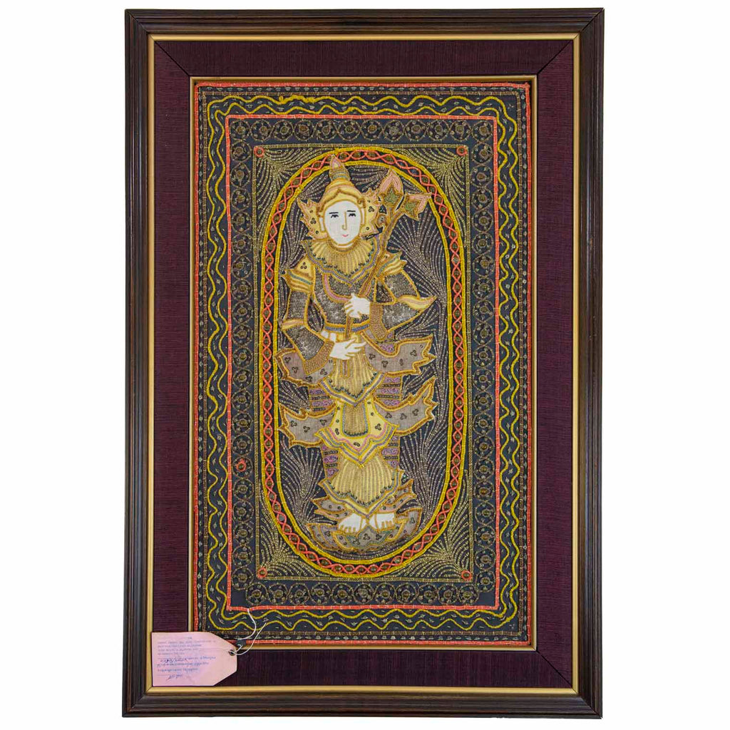 Framed Vintage Kalaga Tapestry No.20 - Thagyamin Nat-Siesta Crafts