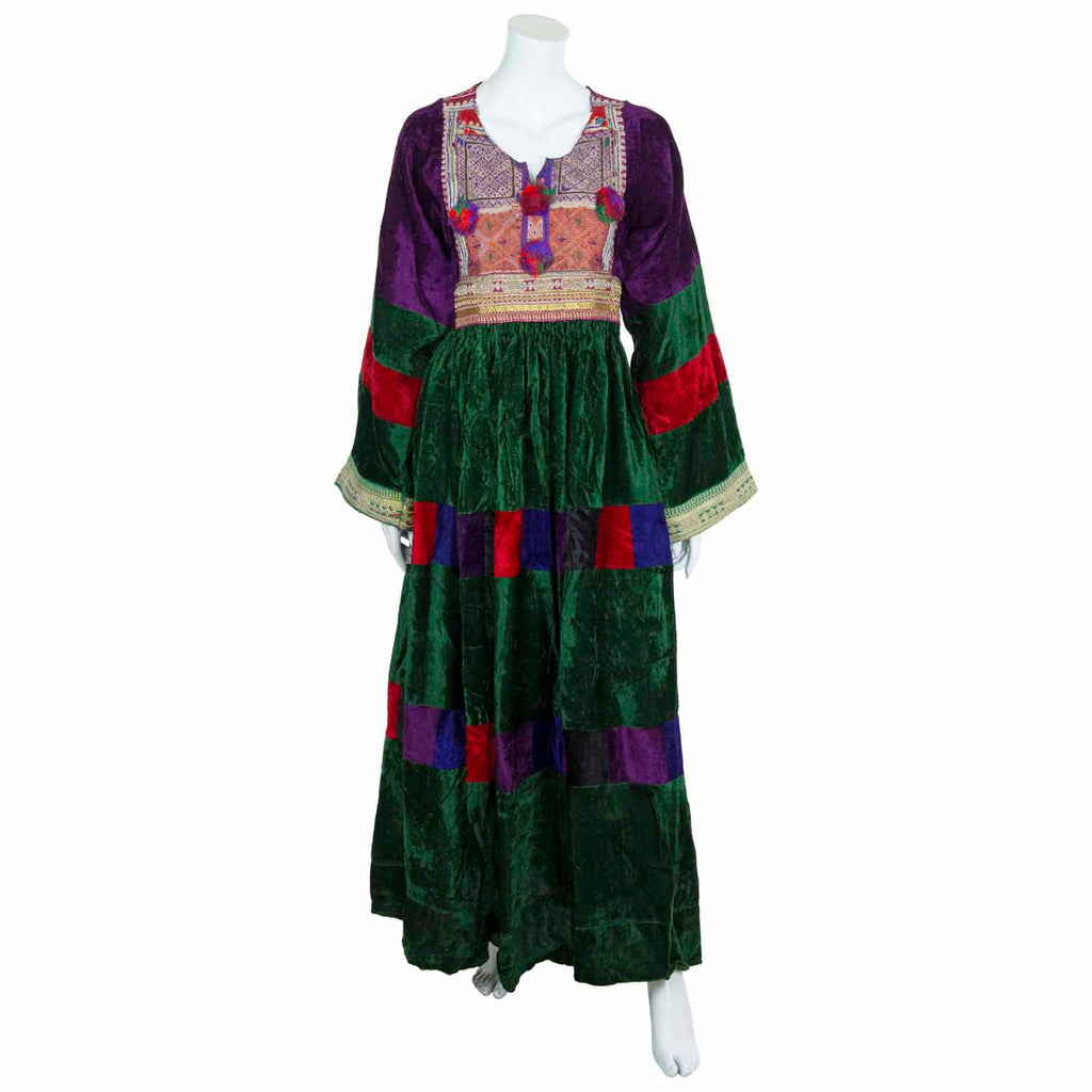 Vintage Afghan Velvet Dress - Luna-Siesta Crafts