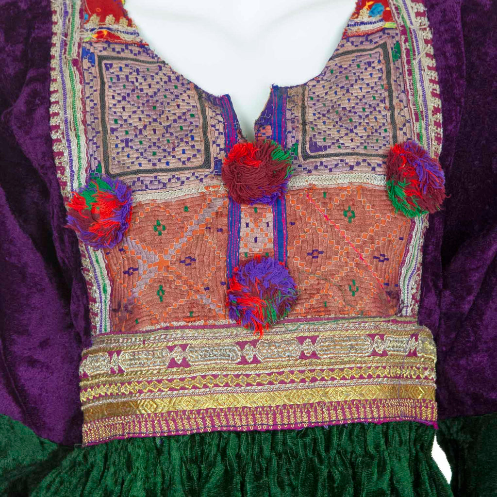 Vintage Afghan Velvet Dress - Luna-Siesta Crafts
