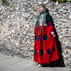 Vintage Afghan Velvet Dress - Fleur (12, M)-Siesta Crafts