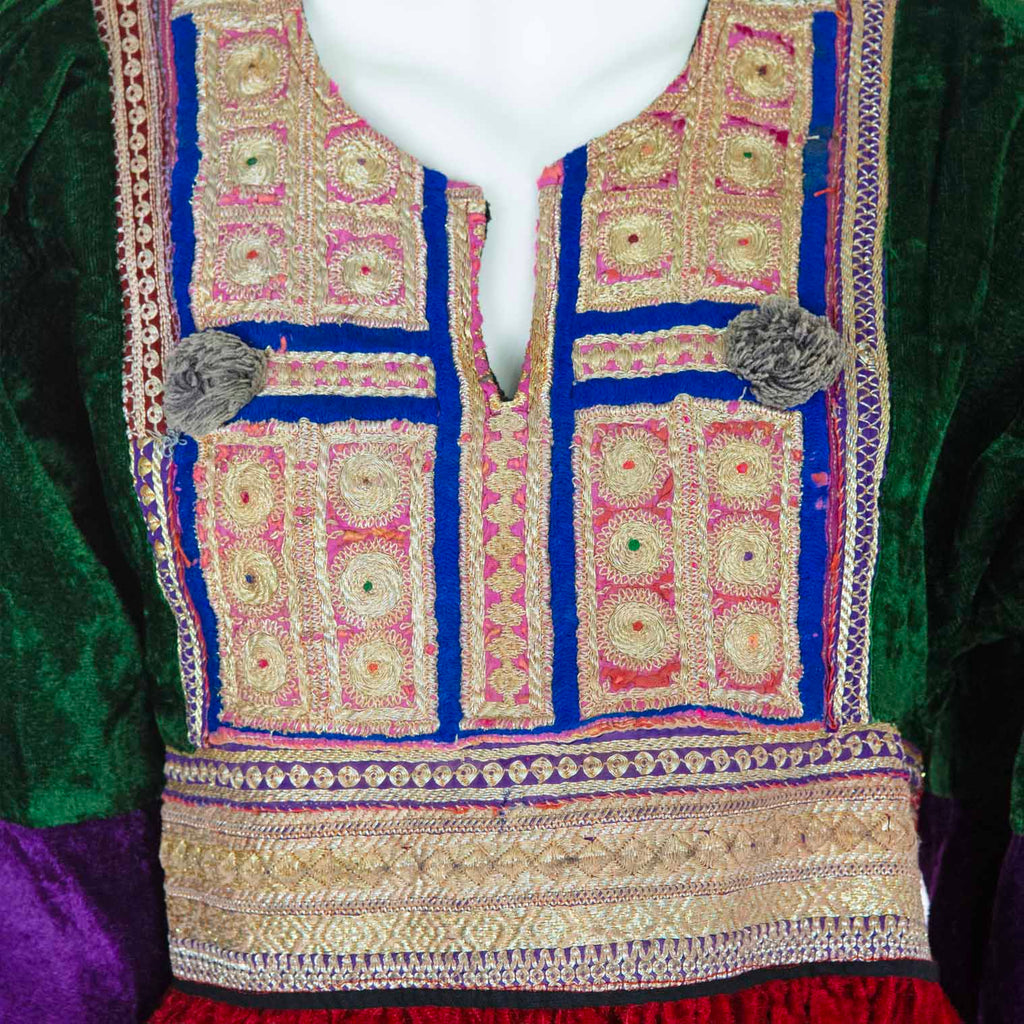 Vintage Afghan Velvet Dress - Fleur (12, M)-Siesta Crafts