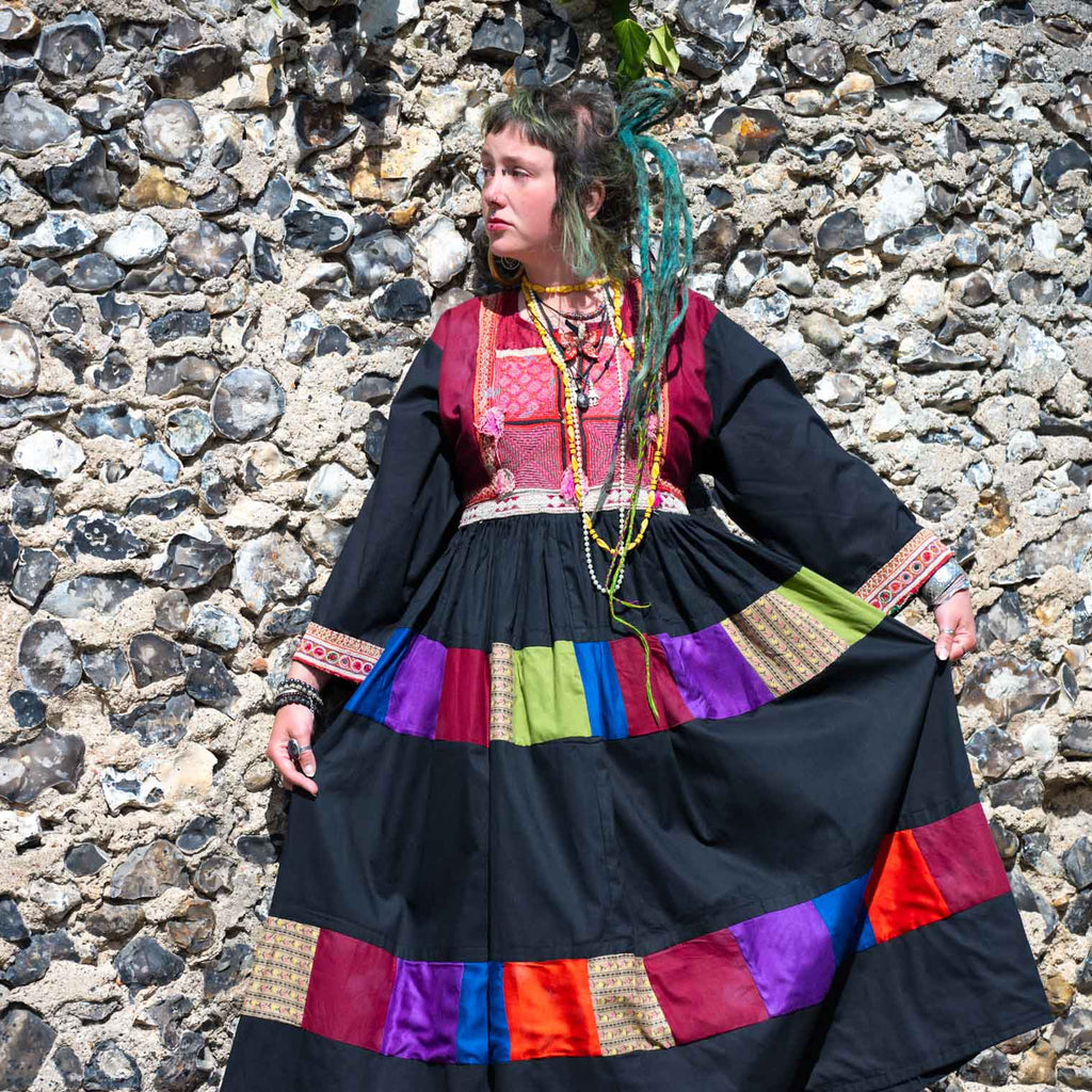 Vintage Afghan Cotton Dress - Grace (14, L)-Siesta Crafts