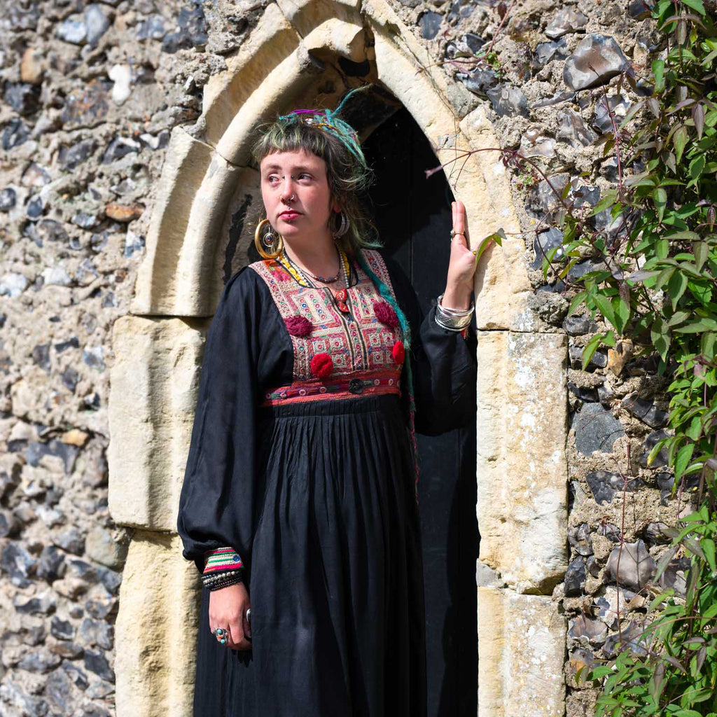 Vintage Afghan Cotton Dress - Suki (10, S)-Siesta Crafts
