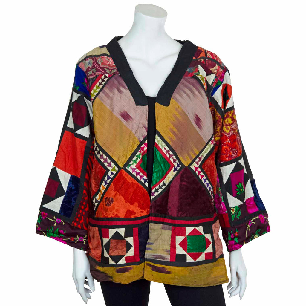 Vintage Indian Patchwork Jacket - Tulsi (10/12, S)-Siesta Crafts