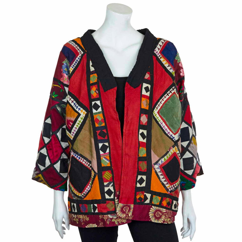 Vintage Indian Patchwork Jacket - Zoya (10/12, S)-Siesta Crafts