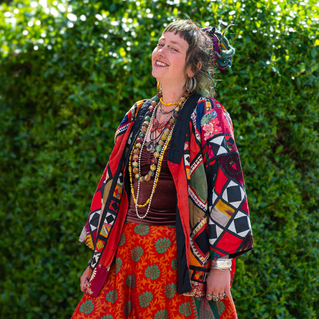 Vintage Indian Patchwork Jacket - Zoya (10/12, S)-Siesta Crafts