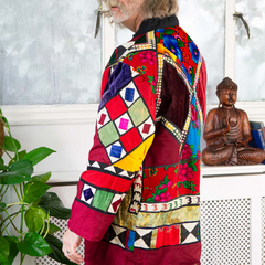 Vintage Indian Patchwork Jacket - River (12/14, M)-Siesta Crafts