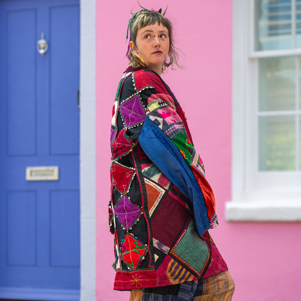 Vintage Indian Patchwork Jacket - Jesse (18, XL)-Siesta Crafts