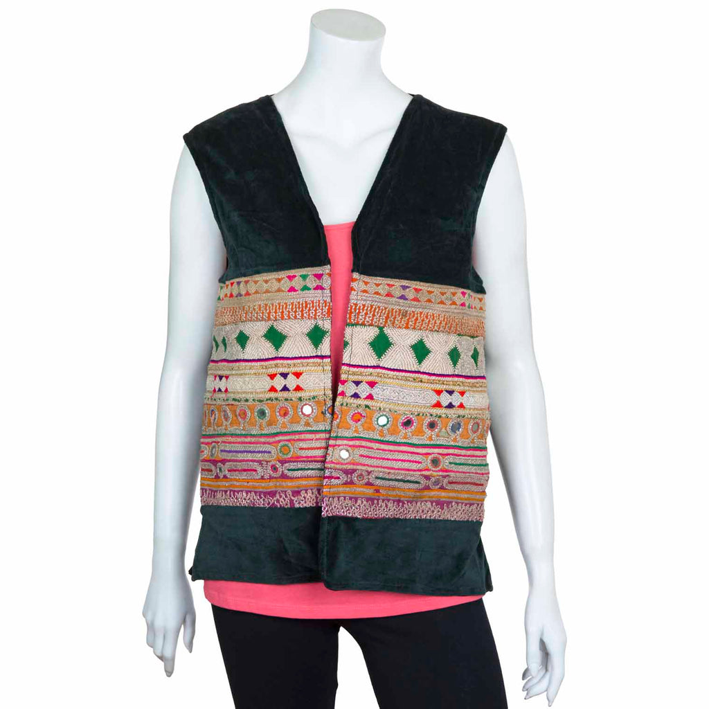 Vintage Afghan Velvet Waistcoat - Iggy (16, M)-Siesta Crafts