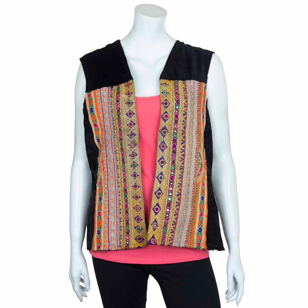 Vintage Afghan Velvet Waistcoat - Jackson (10, XS)-Siesta Crafts