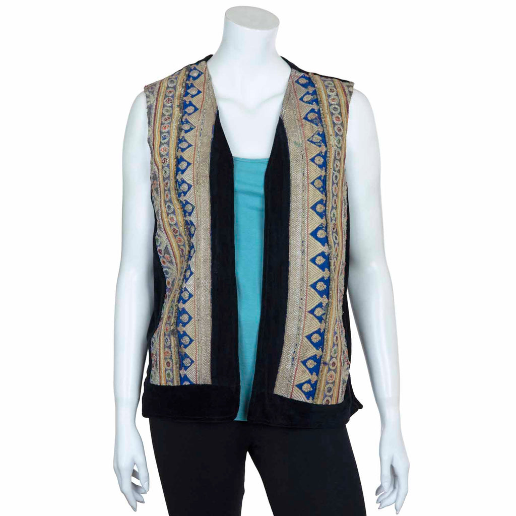 Vintage Afghan Velvet Waistcoat - Toni (10, XS)-Siesta Crafts