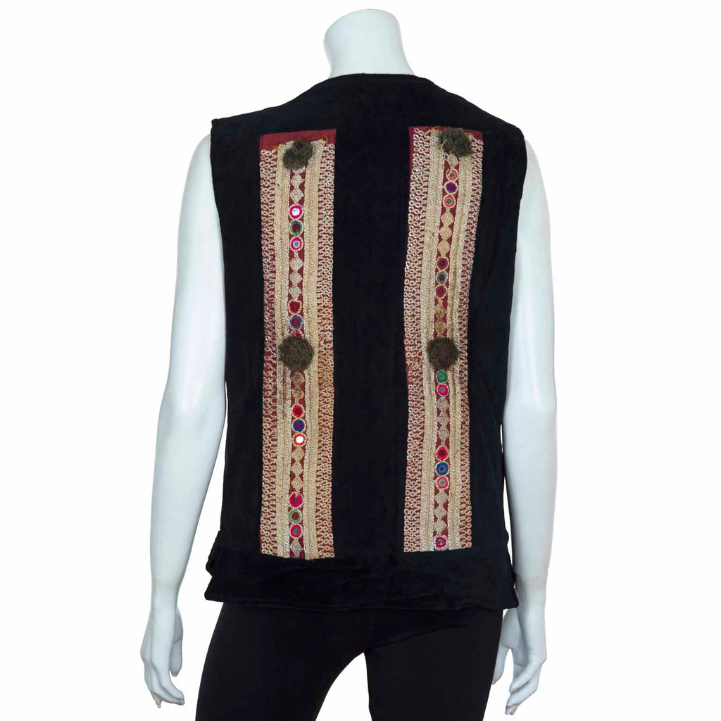 Vintage Afghan Velvet Waistcoat - Toni (10, XS)-Siesta Crafts