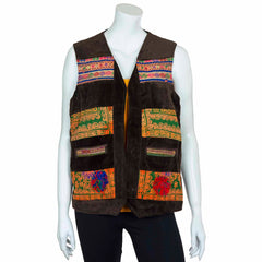Vintage Afghan Velvet Waistcoat - Zoya (14, S/M)-Siesta Crafts