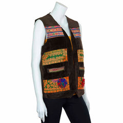 Vintage Afghan Velvet Waistcoat - Zoya (14, S/M)-Siesta Crafts